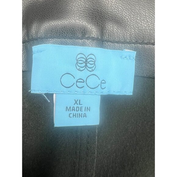 CeCe Womens Black Faux Leather Cropped Metallic Wide Leg Pants Black XL - Picture 8 of 16